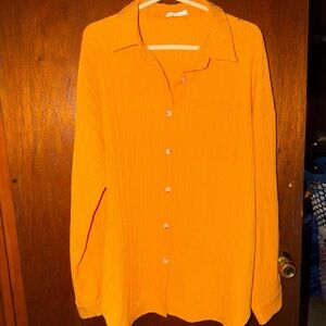 Women’s Orange Button-Up Shirt